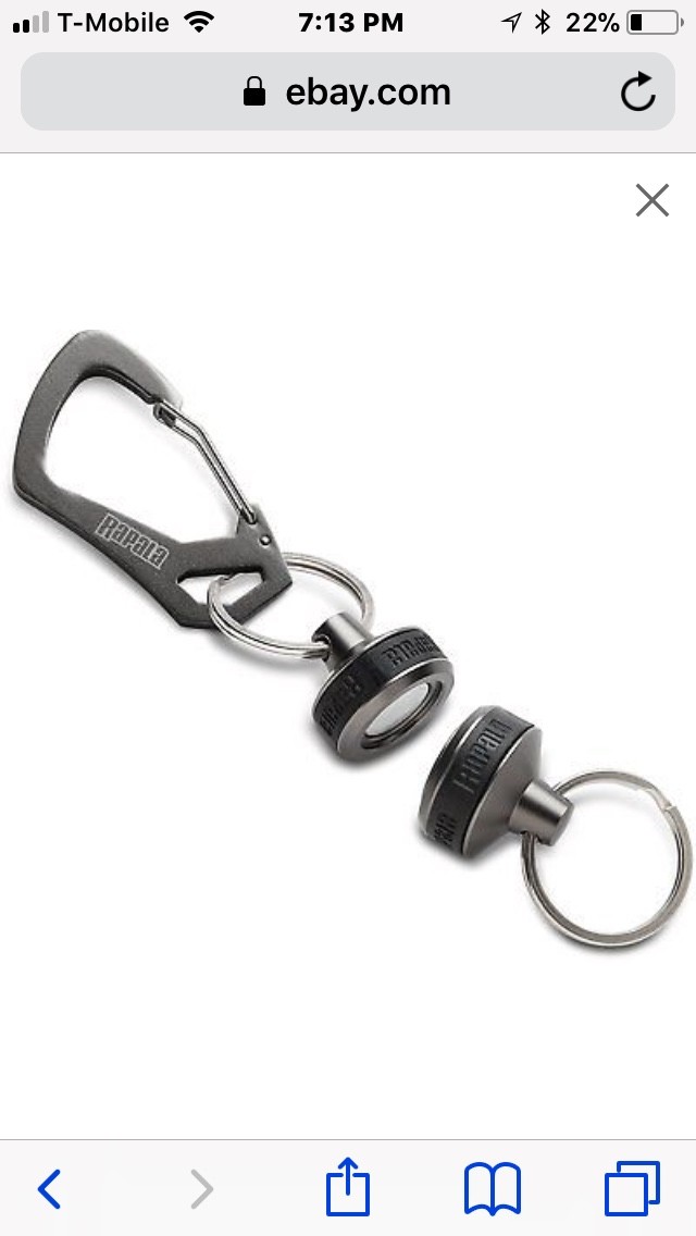 Rapala Durable Carabiner Magnetic Release Clip Ring Keychain.