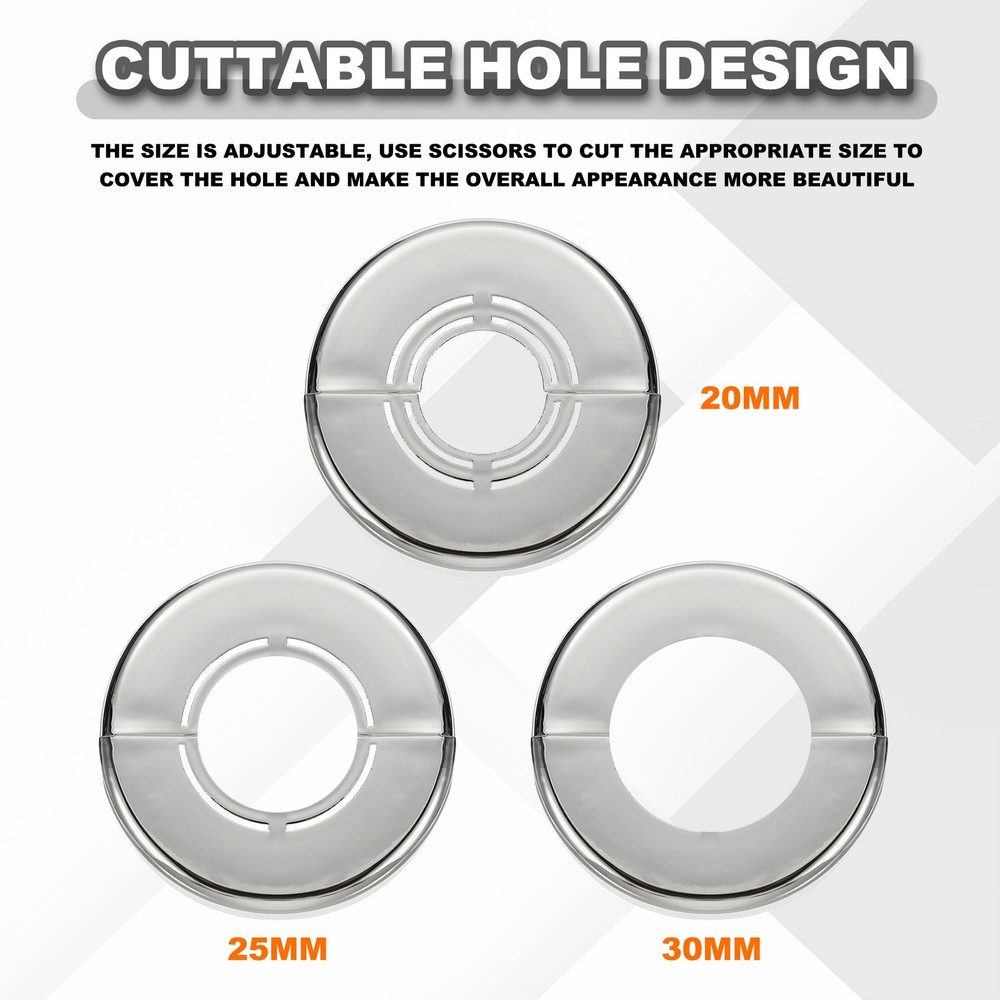 6pcs Wall Split Flange 0.79" Plastic Round Split Flange Pipe Cover, Silver