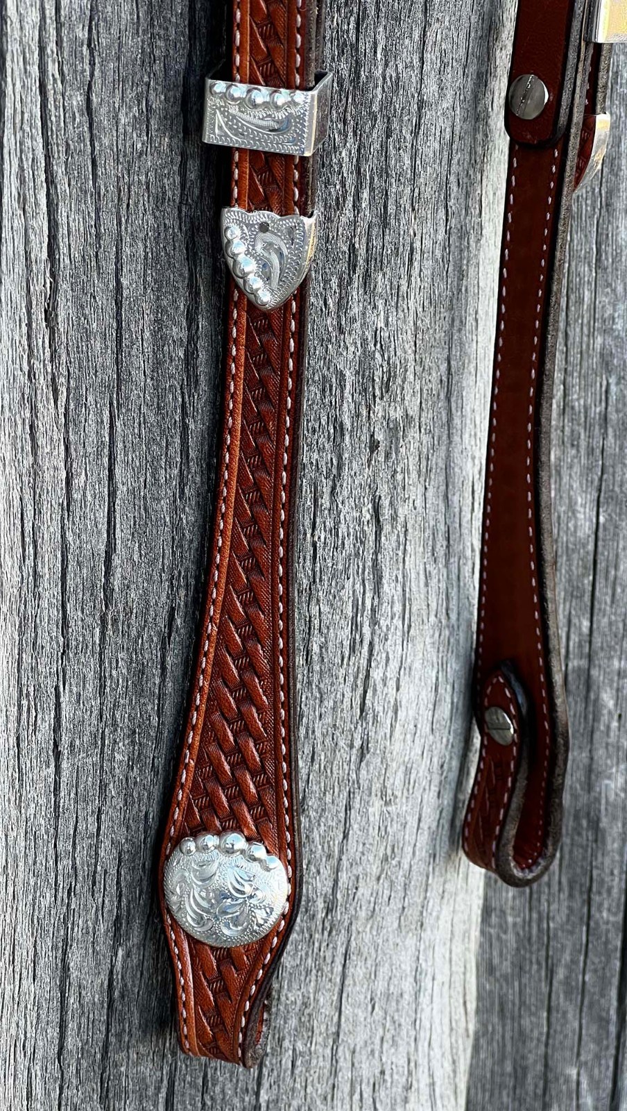 Beautiful COWBOY Vaquero SILVER SLIDING EAR HORSE HEADSTALL By Hansen Of CA