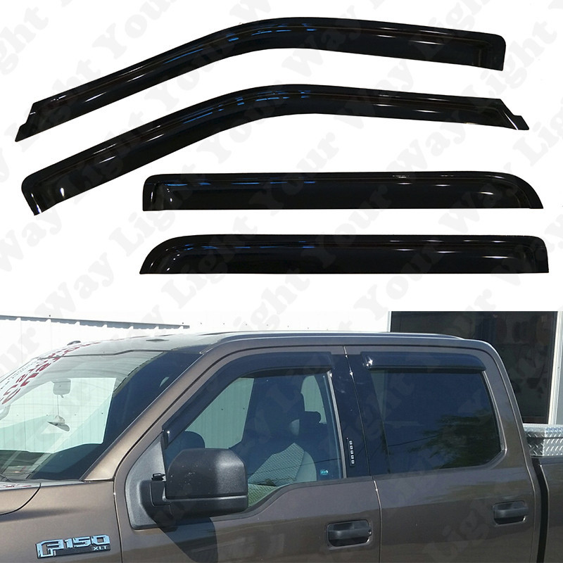 Tape-on Vent Visor Window Rain Guards Deflector For 2015-2025 F150 SuperCrew Cab