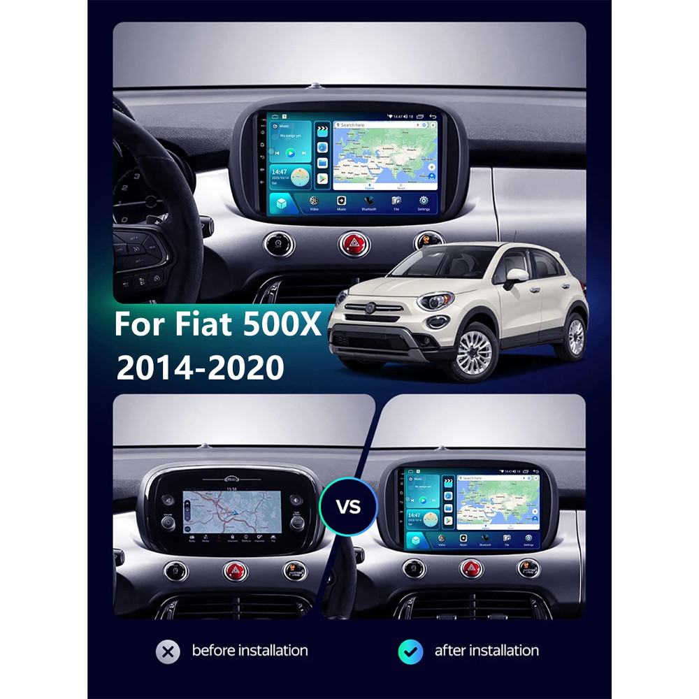 For Fiat 500X 2014-2020 Radio Car Multimedia GPS Carplay Stereo Video Navi Atuo