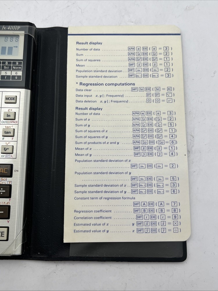 Casio FX-4000P Calculator with Case and Guide Untested NICE 1990's