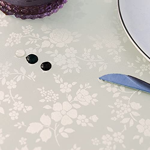 Waterproof Vinyl Tablecloth, Rectangle Heavy 84" x 60" (Rectangular) Ivory