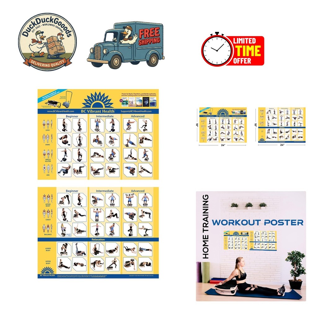 Versatile Exercise Chart for Vibration Plates - 54 Positions in 2 Large Posters