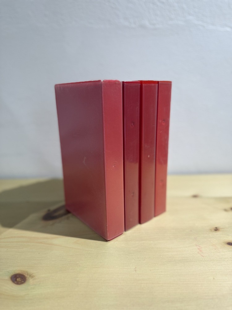 4 x Red VHS Empty Plastic Cases - Craft Upcycle Storage Replacement Shells