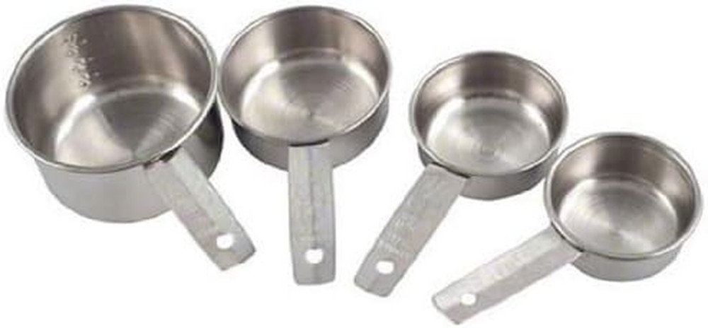 MCL4 Stainless Steel Measuring Cup Set, Solid Flat Handle, Silver, 4 Piece