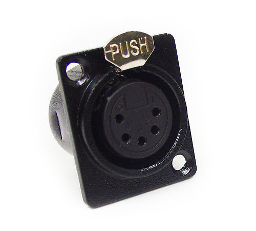 XLR Socket Chassis, 5P, Female - Black    5-Pin