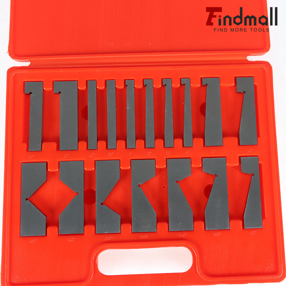17 Pcs Hardened Steel Precision Angle Block 1/4 to 45 Degree Set Accuracy .0003"