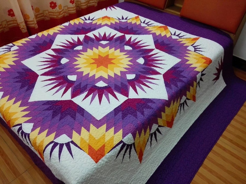 King size machine pieced and quilted Patchwork quilt#112