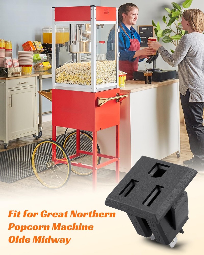 Popcorn Plug Socket Replacement Kit Fit for Great Northern Olde Midway Black