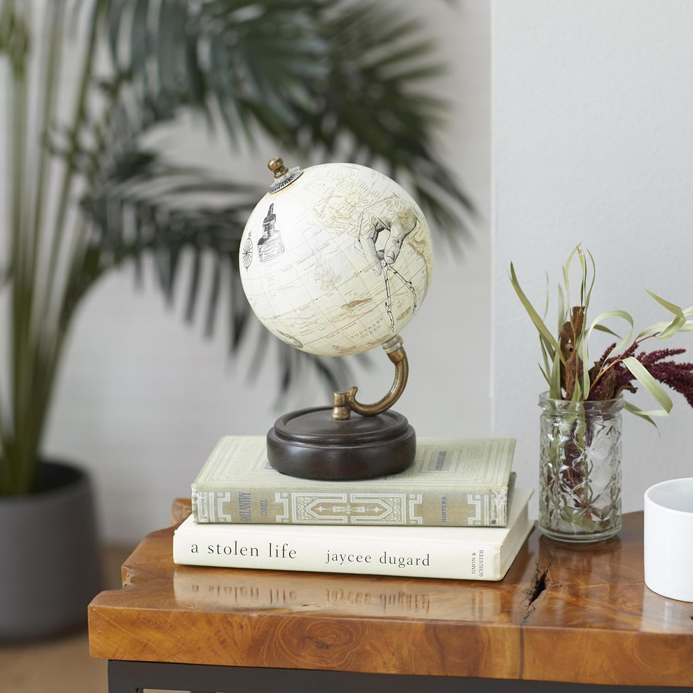 Wood Globe, 5" X 5" X 8", Yellow