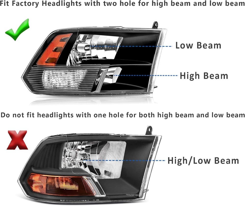 Headlights Assembly Compatible with 2009-2018 Dodge Ram 1500,2010-2018 Ram 2500