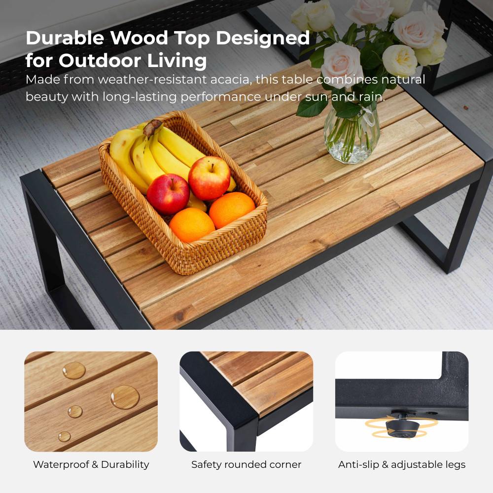 4 Piece Patio Conversation Set Outdoor Furniture Balcony Porch Garden Backyard