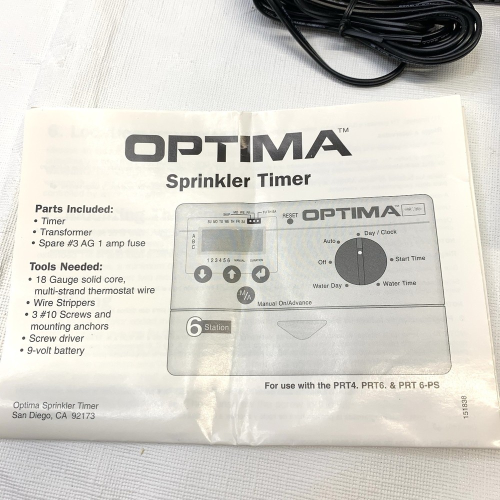 Optima PRT 6 P S 6 Station Sprinkler Timer New