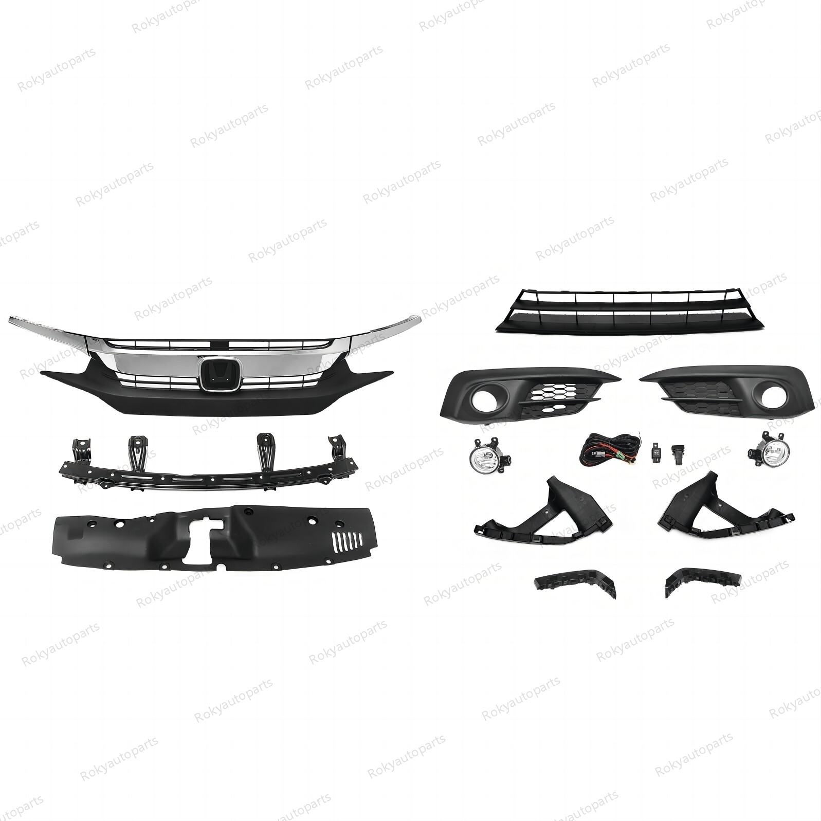 For CIVIC 2016-18 Grilles/Fog Light Set/Radiator Cover/Bumper Headlight Brackets