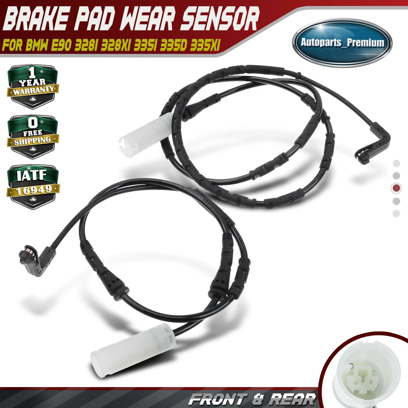 Front & Rear Disc Brake Pad Wear Sensor for BMW E90 328i 07-10 330i 335i 335d