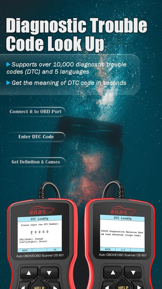 OS601 OBD2 Scanner Diagnostic Tool Code Reader Engine Fault Scan Tool for OBD...