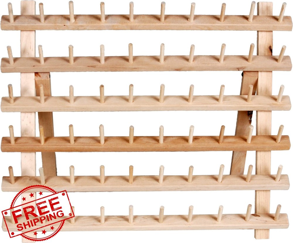 Dritz Wooden Thread Rack 60 Spool Wall Mount Sewing Organizer