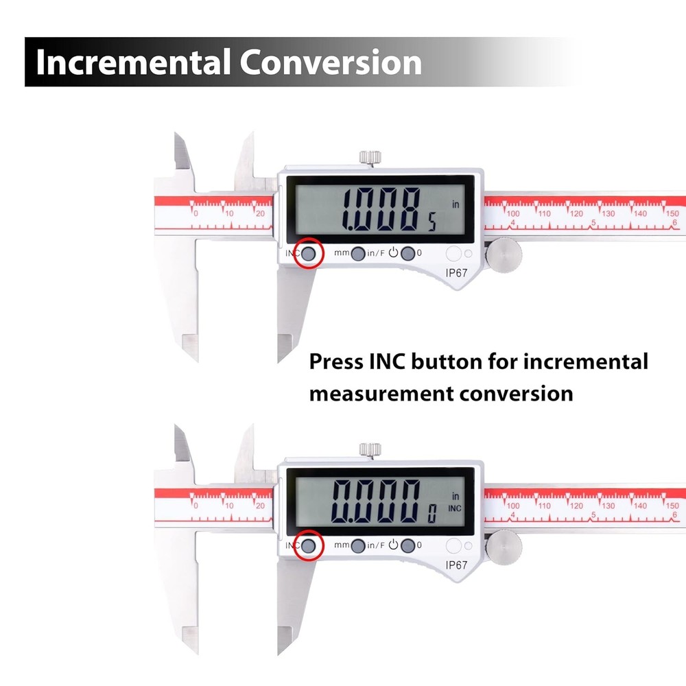 Professional Grade Digital Caliper 0-6 Inch - Incremental Mode & LCD Screen