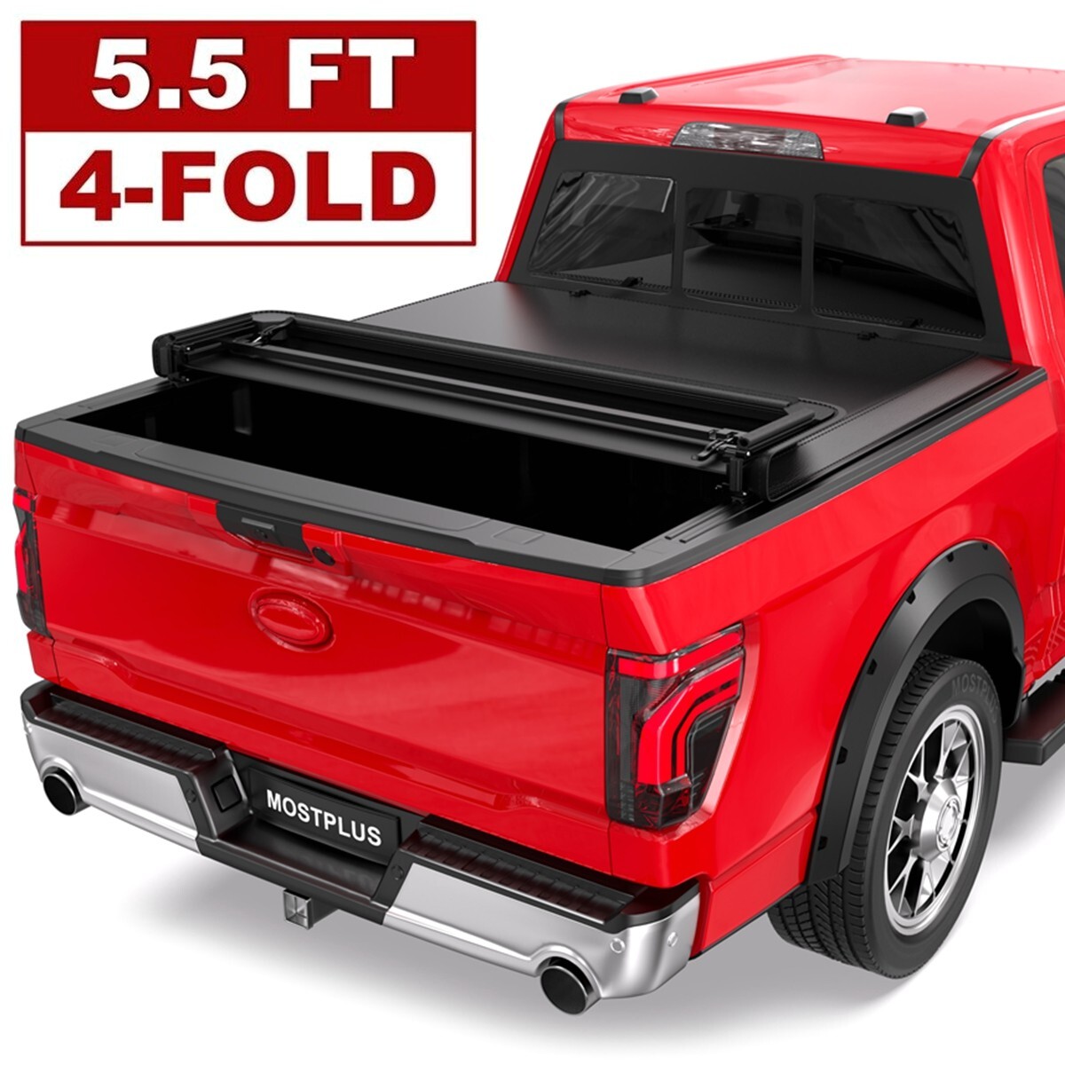 5.5FT 4 Fold Soft Truck Bed Tonneau Cover For 2015-2026 Ford F150 F-150 On Top