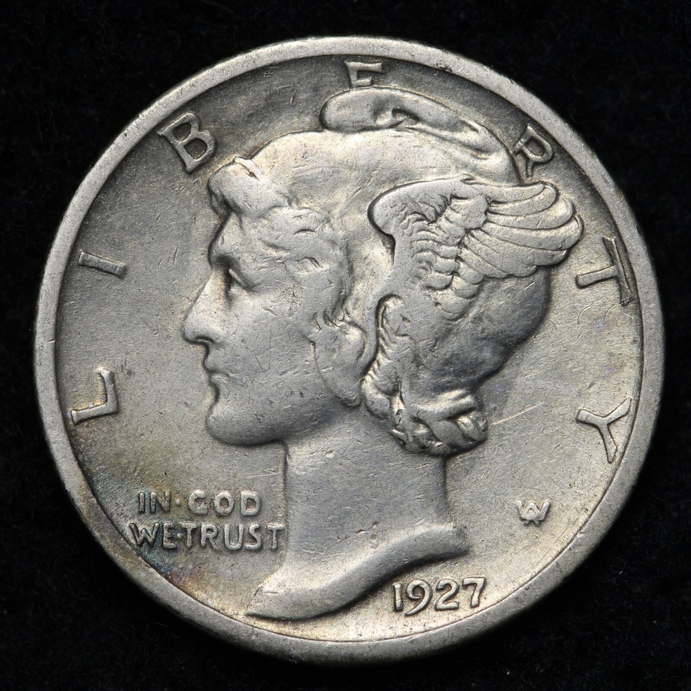 1927-S Mercury Silver Dime AU E357 WHM