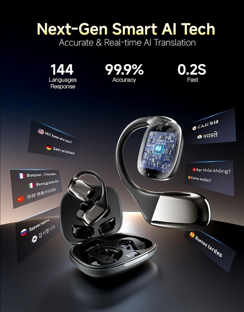 AI Translation Earbuds Real Time Interpretation– 144 Language Translator Device