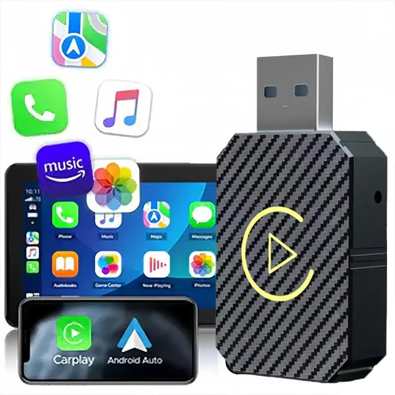 2 in 1 Wireless Apple CarPlay Adapter, for both Apple and Android,converts wired
