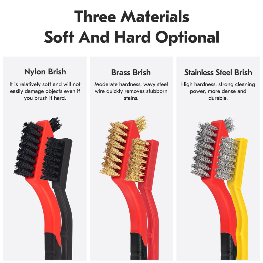 6 Pcs Small Wire Brushes Set for Cleaning Rust Scrub Paint Grout Removal