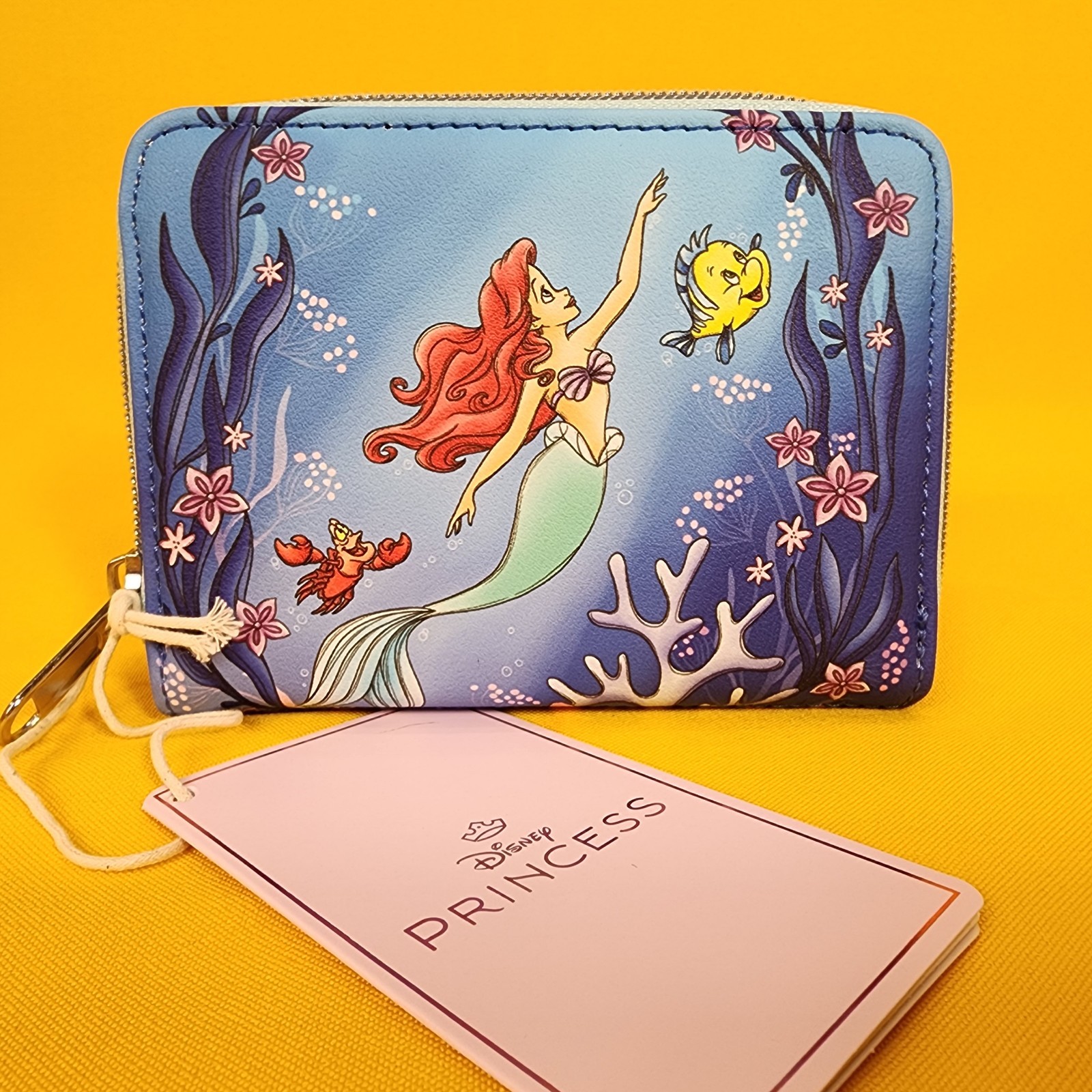 Loungefly Disney Princess Little Mermaid Ariel Flounder Sebastian Zip Wallet NEW