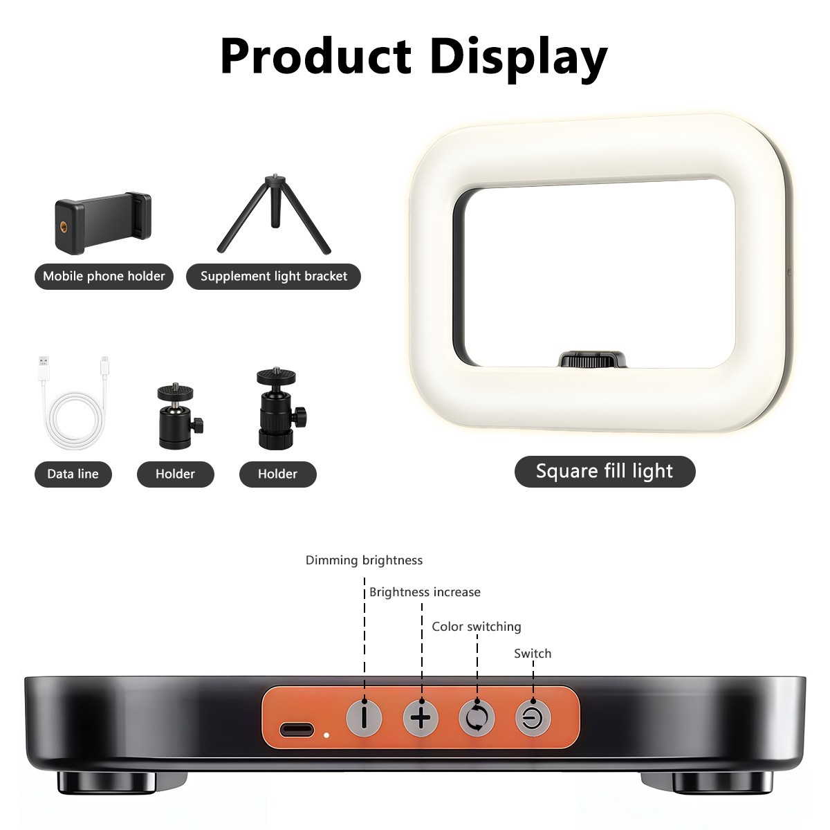Handheld LED Ring Light Kit with Stand Dimmable 8500K for Makeup Phone Camera