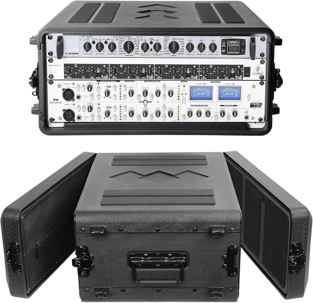 4U Rack Case Shallow 17" Depth, 19" Rackmount Flight Case, Watertight Dust-Proof