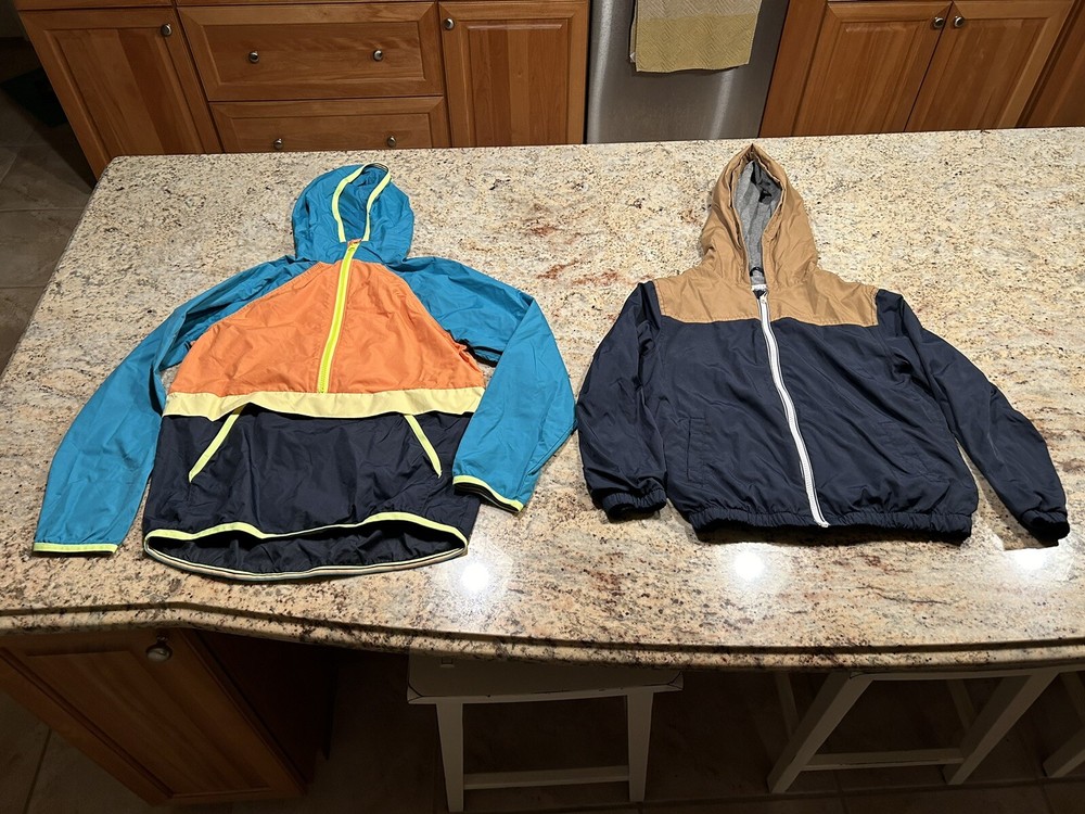 Gymboree Boys Large (10-12) & Medium/Lined (7-8) Hooded Windbreakers (Zip)