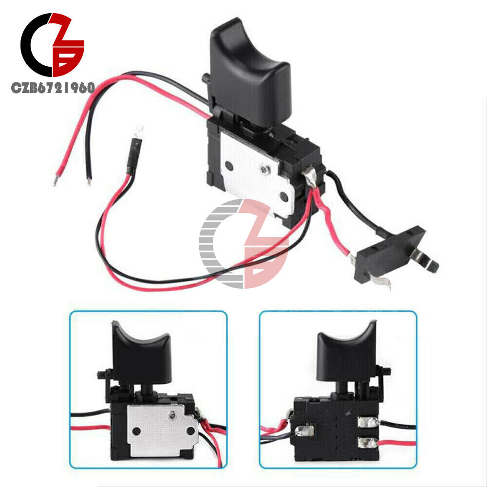 Electric Cordless Drill Trigger Switch 16A 7.2V-24V Push Button with Small Light