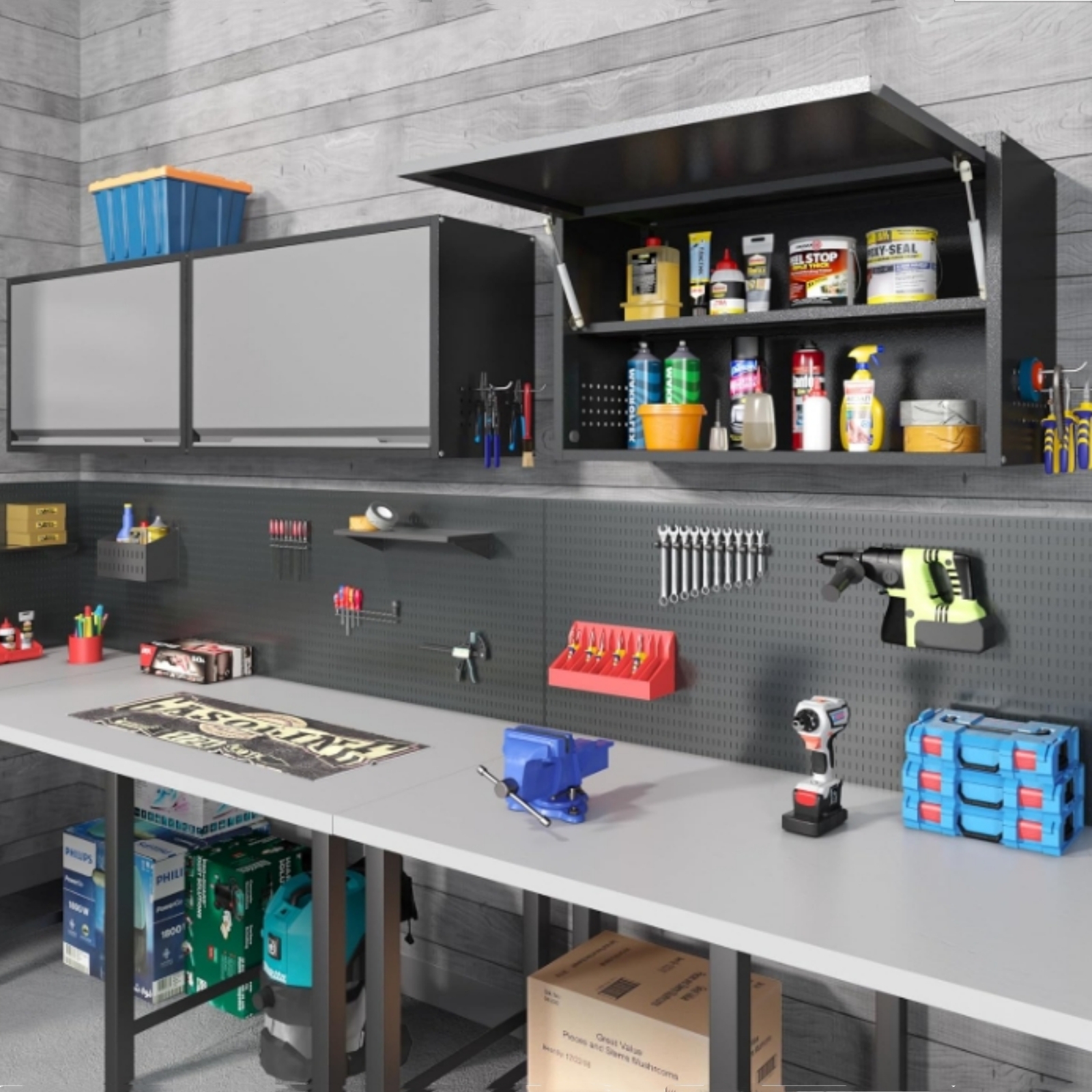 Wall Mounted Metal Storage Cabinet Garage w Adjustable Shelf, Metal Wall Cabinet