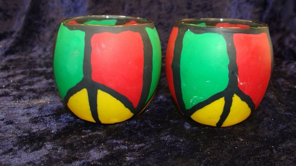 TWO FESTIVE CANDLE HOLDERS ~ 2” ~ Great Condition ~