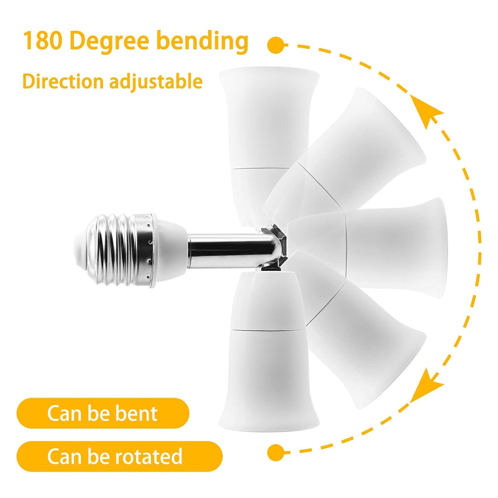 E26/E27 Light Socket Extender, 4.5 Inch Extension,Adjustable Vertical 90°Horizon