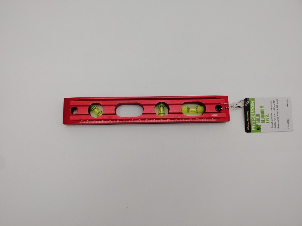 9" Solid Aluminum Heavy Duty Metal Bubble Level, Laser Etched Shockproof