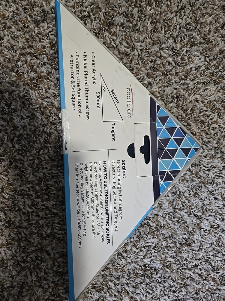 Pacific Arc 8 Inch Adjustable Set Square Inking Edge Drafting Tool