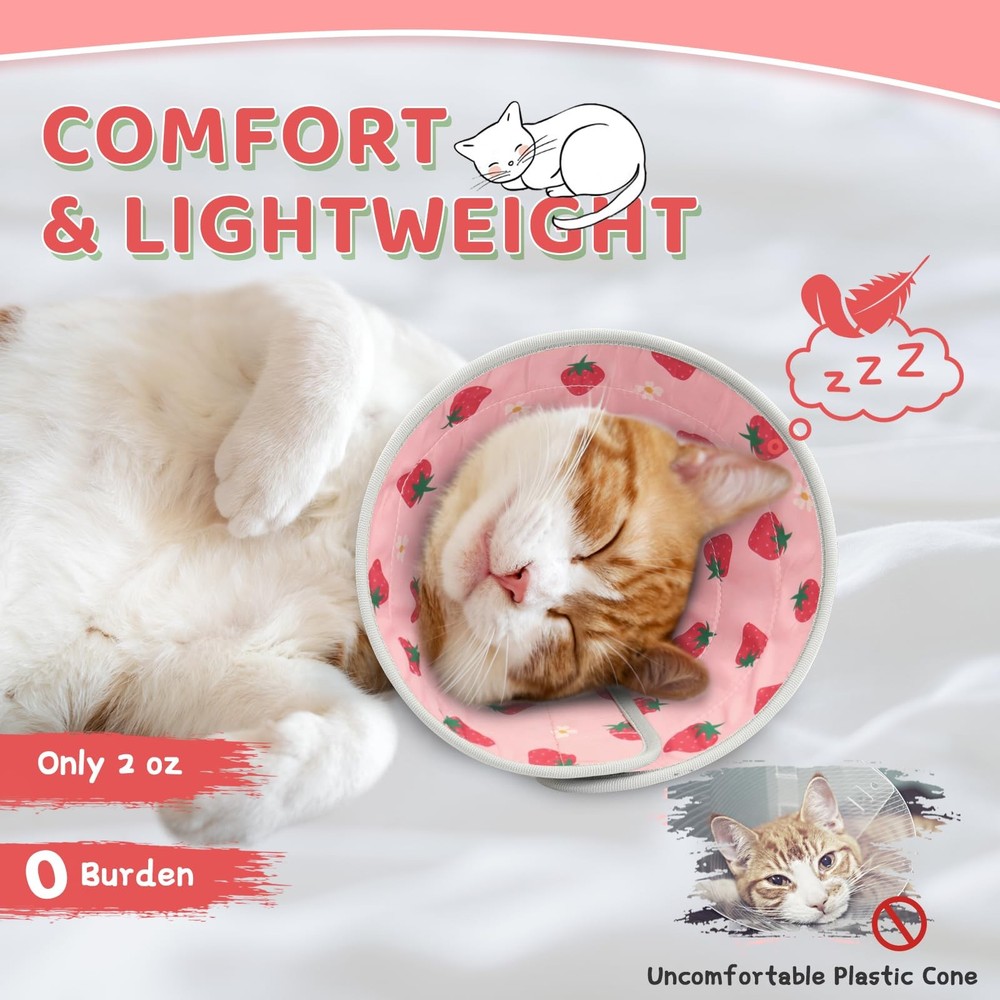 Cat Cone Collar Soft to Stop Licking, Adjustable, Foldable Lightweight Kitten...