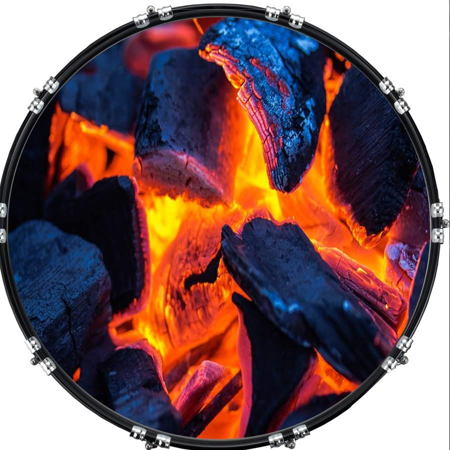 20" Custom Bass Kick Drum Front Head Graphical Fire 6