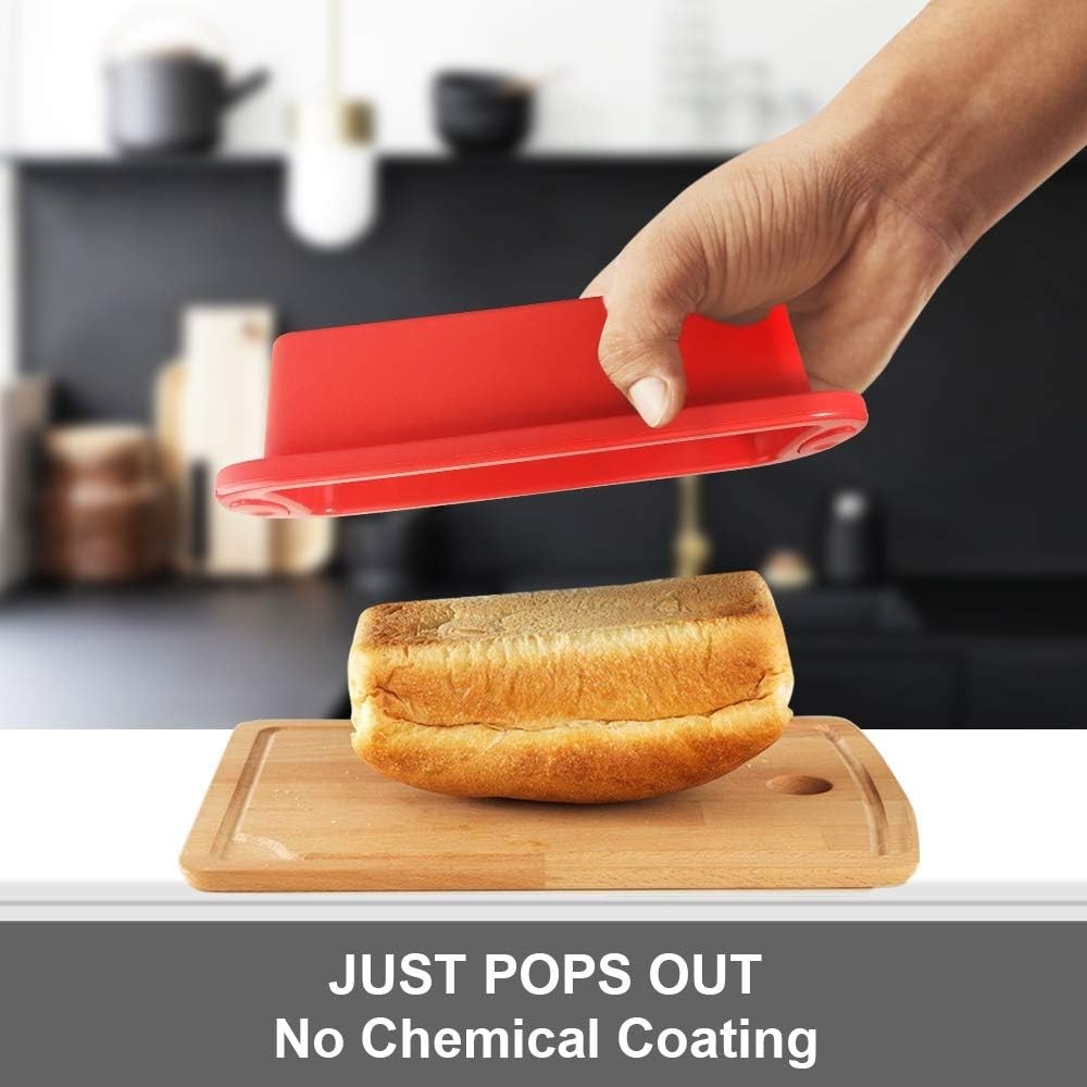 4 Pack Nonstick Mini Loaf Pans | Dishwasher Safe Silicone Bakeware, 5.7"