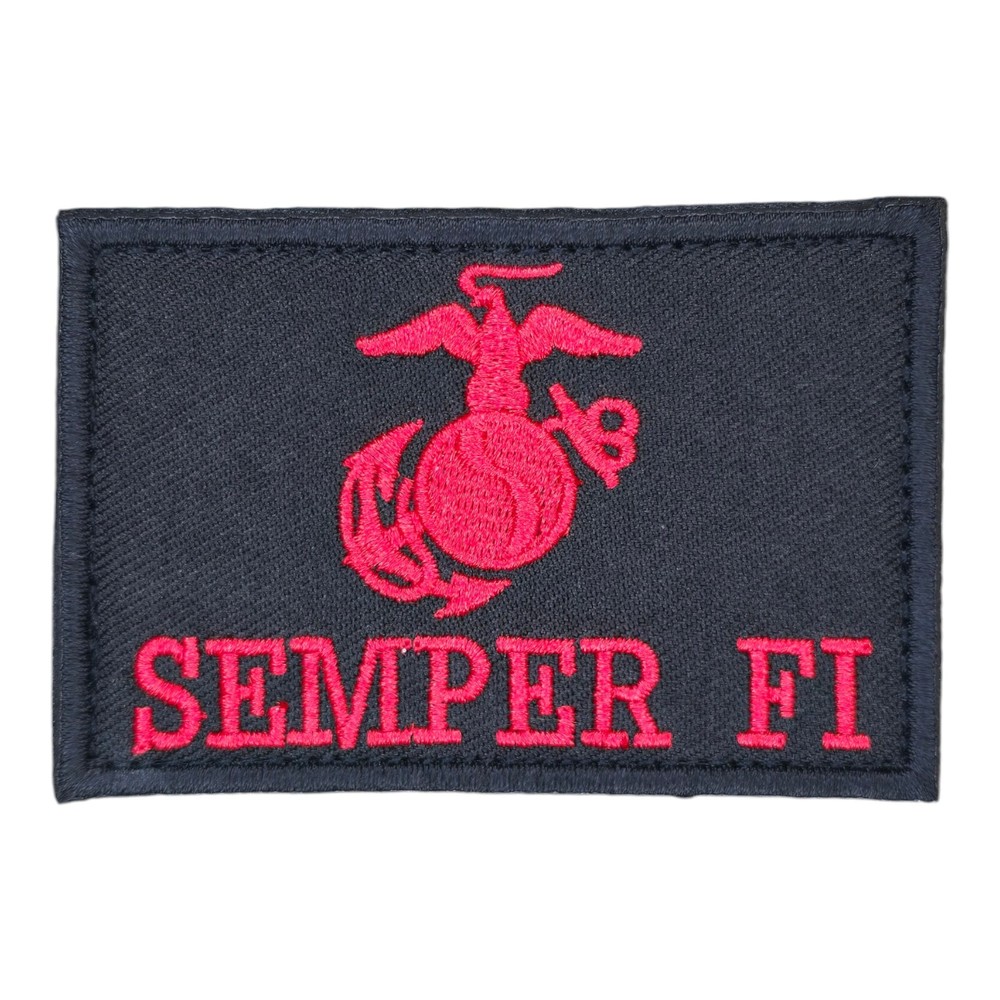 SEMPER FI MARINES USMC MARINE CORPS LOGO BLACK OPS RED TACTICAL HOOK PATCH