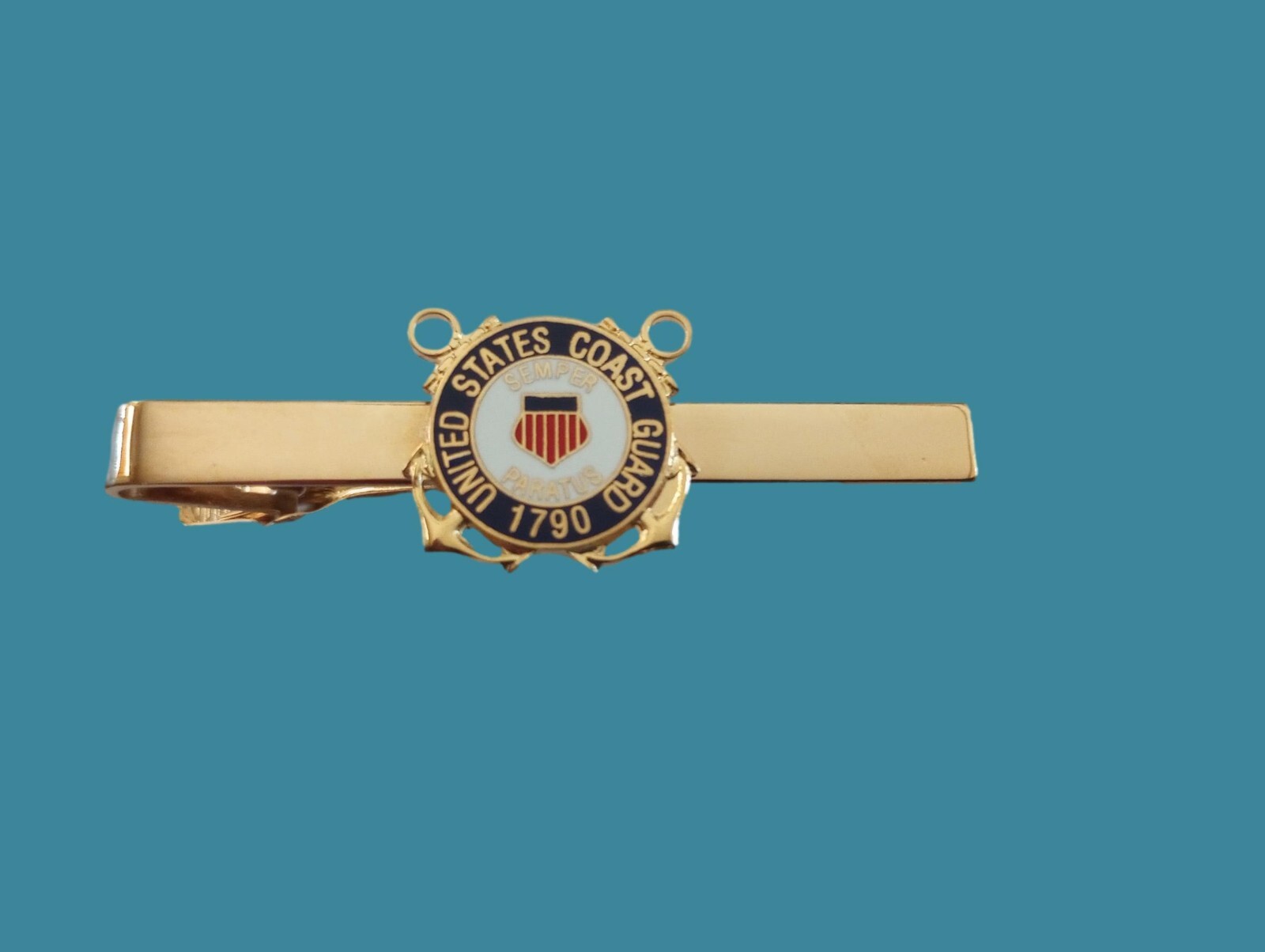 U.S COAST GUARD TIE BAR TIE TAC CLIP ON STYLE U.S.A MADE SEMPER PARATUS