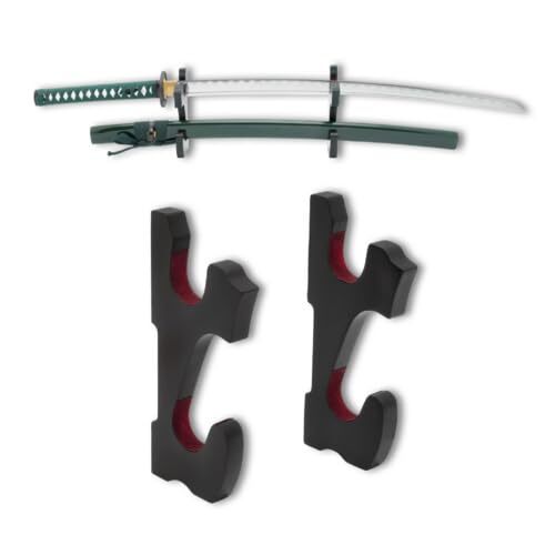 Double Sword Wall Mount | Katana/Samurai Wall Display Holder | Matte Black