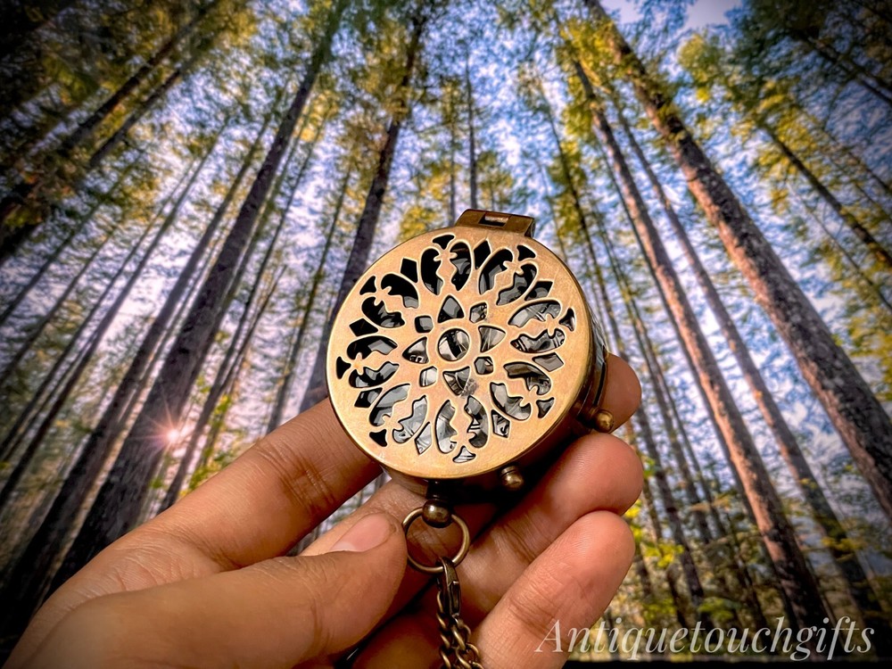 Personalized - "2" Brass Compass with Chain and Leather Case - Thoughtful Gift