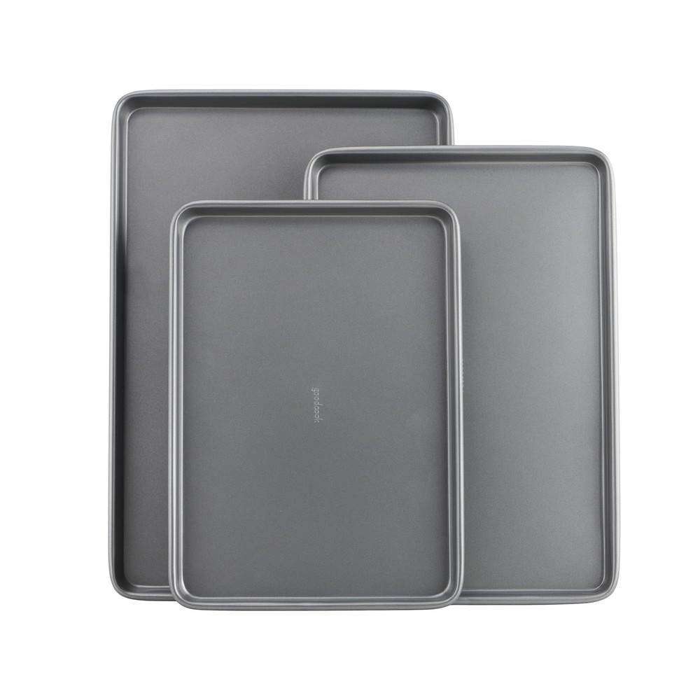 GoodCook Nonstick Baking Sheet Set, 3 Pack-Small, Medium & Large Pan-Gray