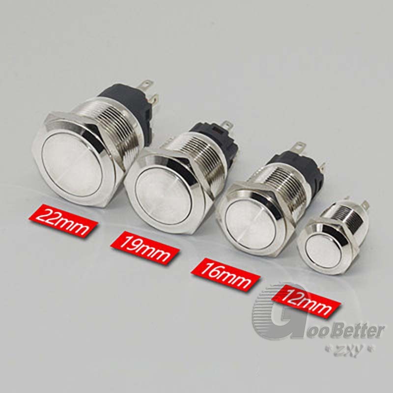 22mm LED ON OFF Waterproof Stainless Steel Latching Push Button Ring Switch