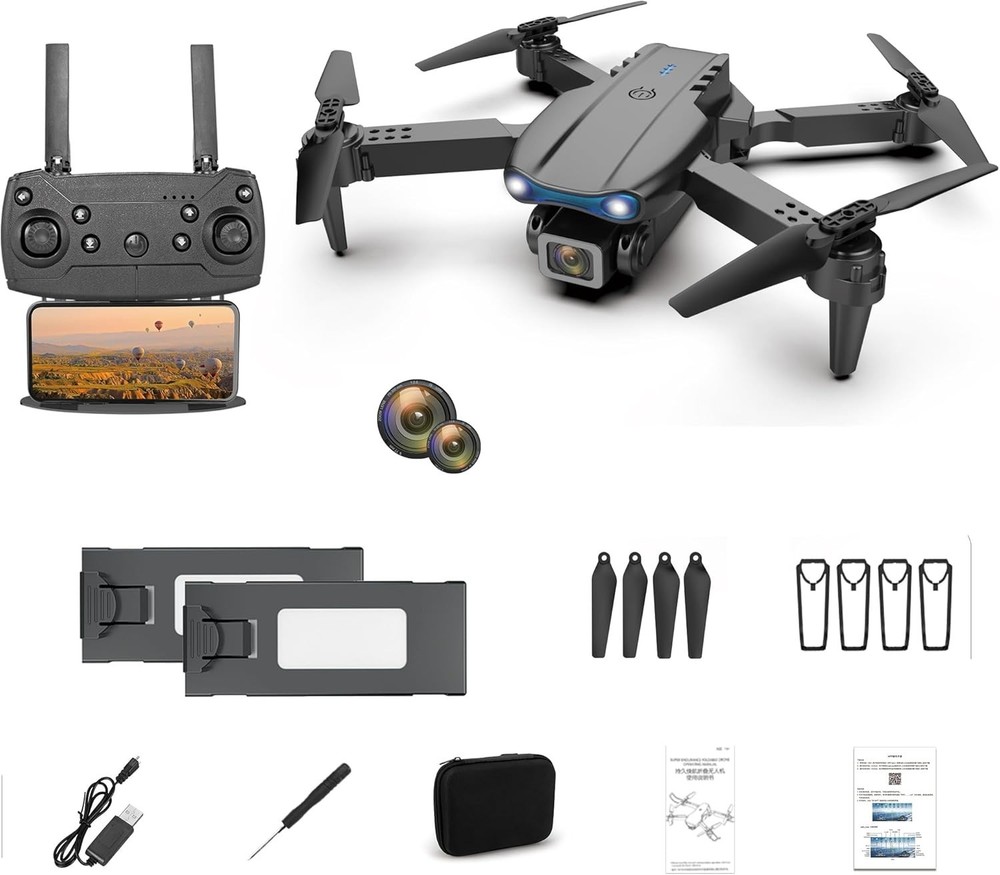 Foldable Drones with 4K Dual Cameras, HD FPV  2 Battery
