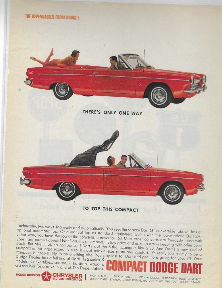 COMPACT DODGE DART ORIGINAL PRINT AD