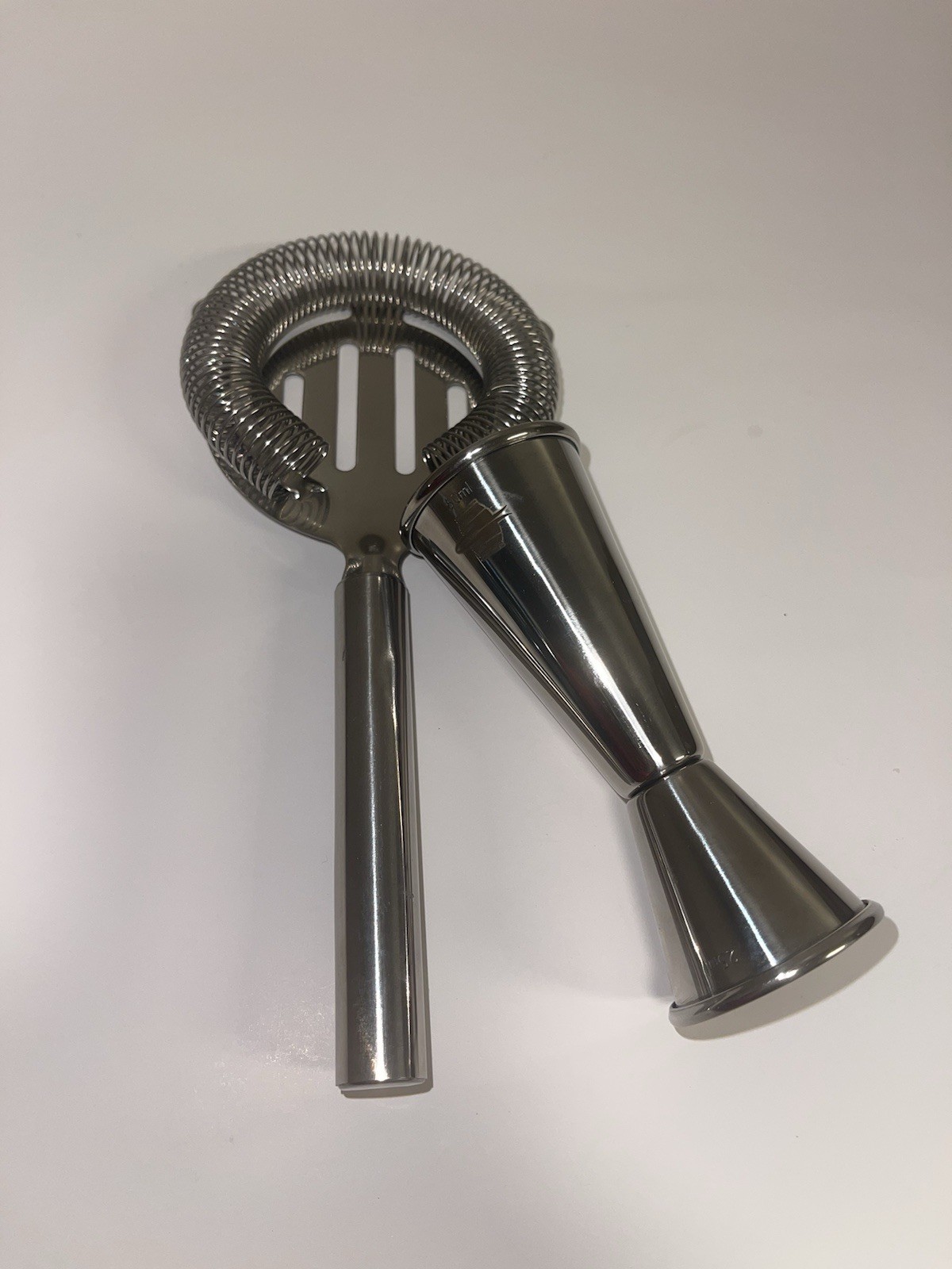 4-Prong Stainless Steel Cocktail Strainer and Jigger Set Bartender Tools Barware